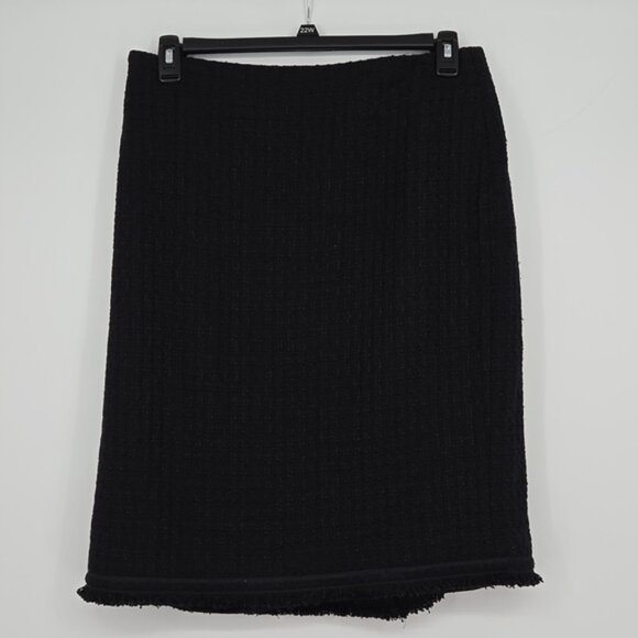 Talbots Tweed Elegant Black Women's Skirt Slit In Back Plus Size Curvy Size 16 - Picture 2 of 9